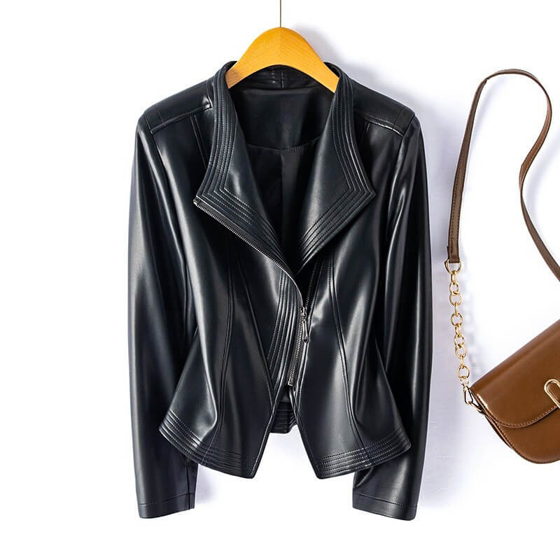 Lederjacke Damen Stylisch Asymmetrisch