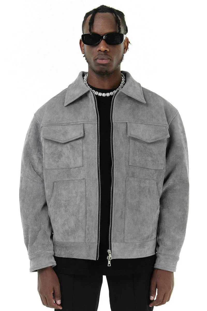 Lederjacke Herren Biker Style Reißverschluss