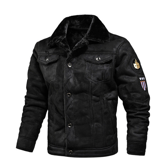 Herren Lederjacke Warm Winter Sherpa Gefüttert