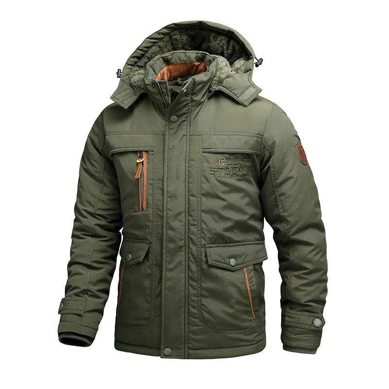 Herren Winterparka Fleece Gefüttert Kapuze