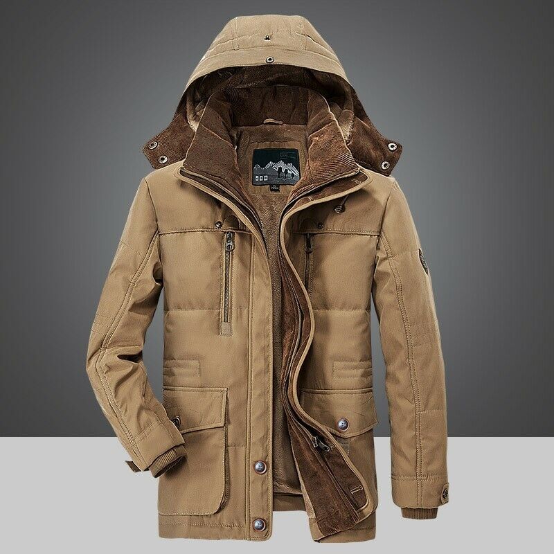 Herren Winterparka Gefüttert Mit Kapuze