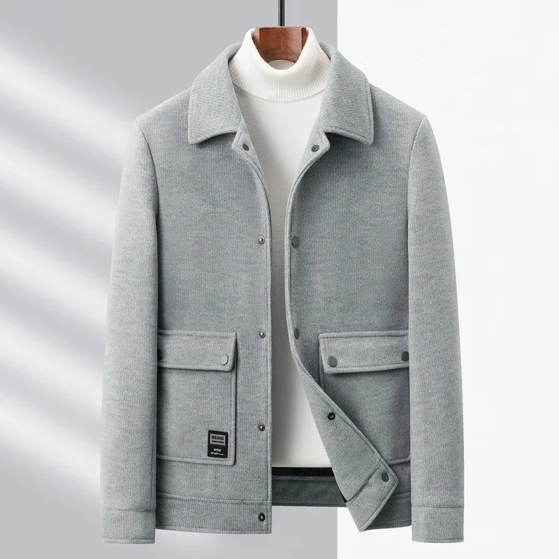 Herren Wolljacke Kurz mit Knöpfen & Taschen