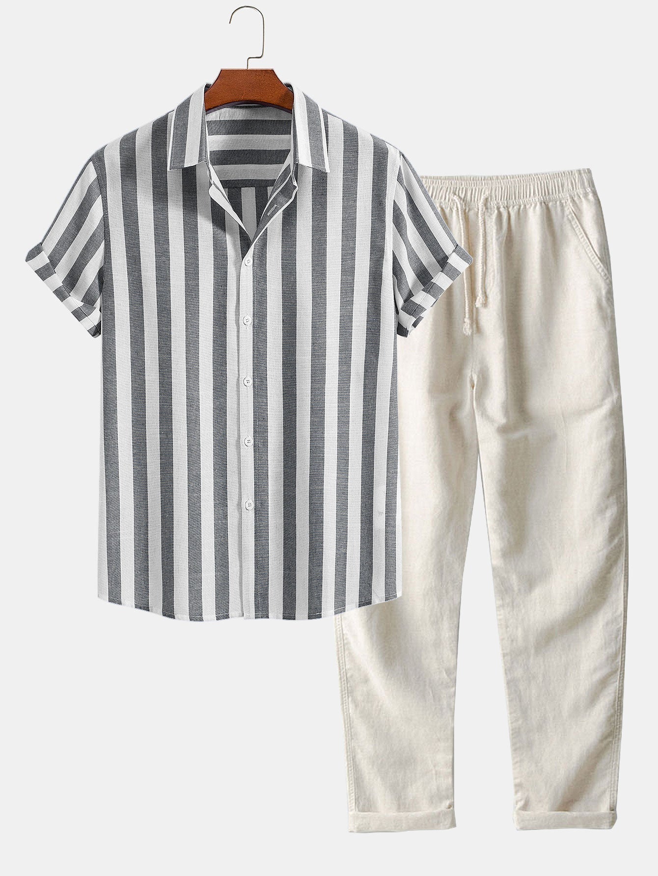 Leinen Hemd und Hose Set Sommer