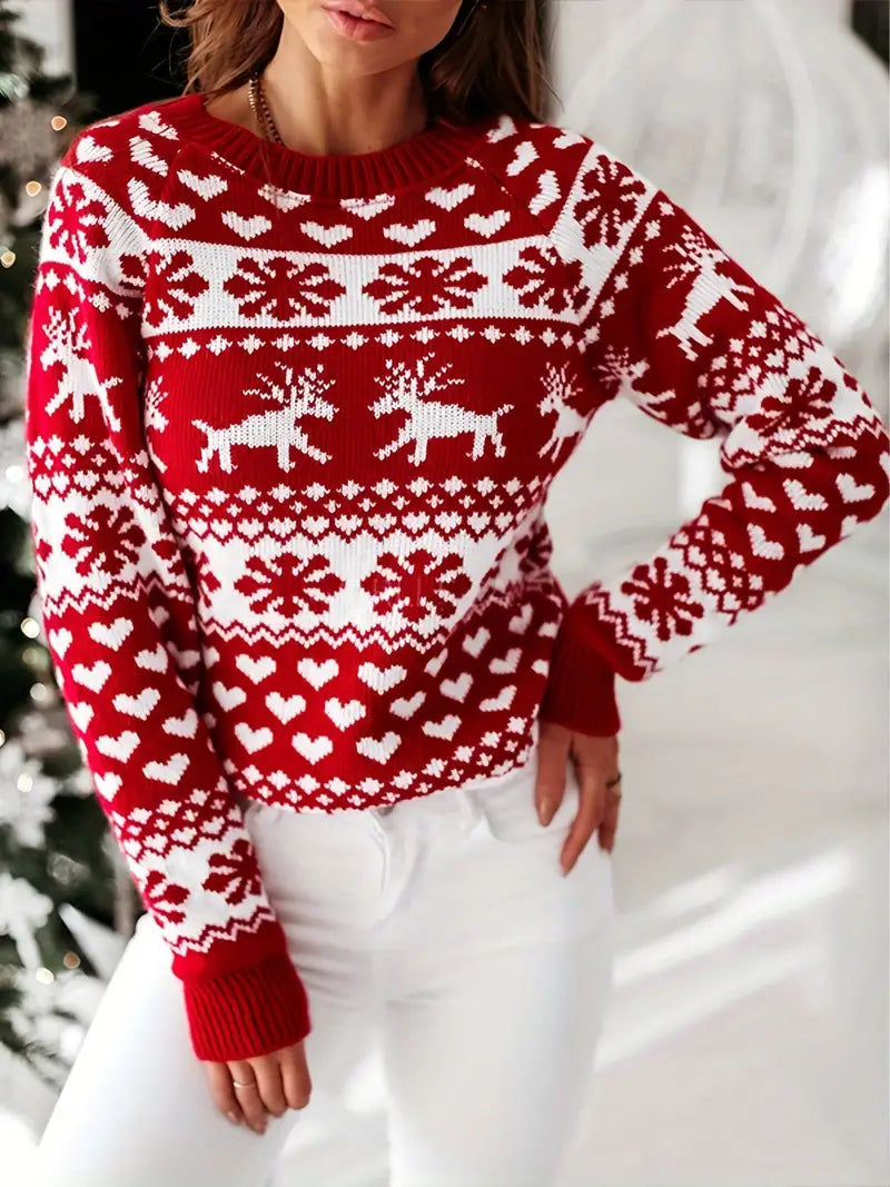 Weihnachtspullover Elegant Festlich Rot