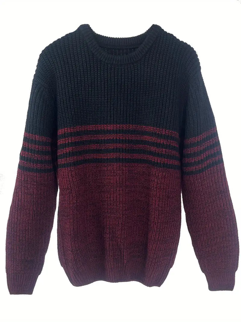Modischer Streifen Pullover Rundhals Design