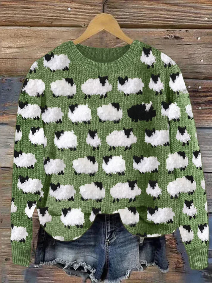 Gemütlicher Schaffell-Pullover Vintage-Look