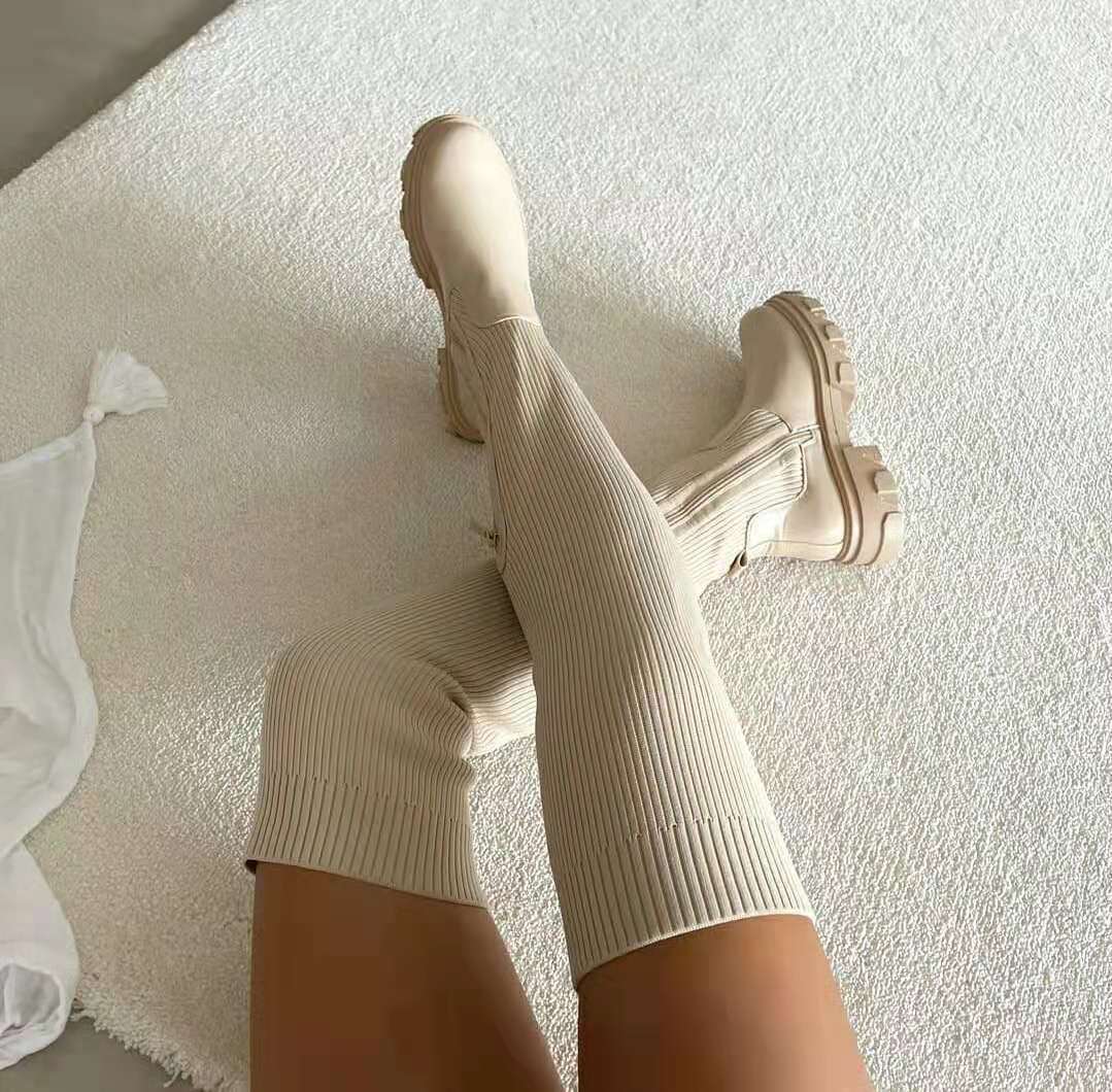 Hohe Strickstiefel Damen Schick