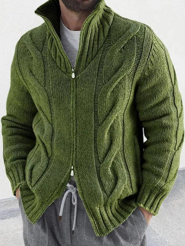 Herren Strickjacke Rollkragen Pullover Modern