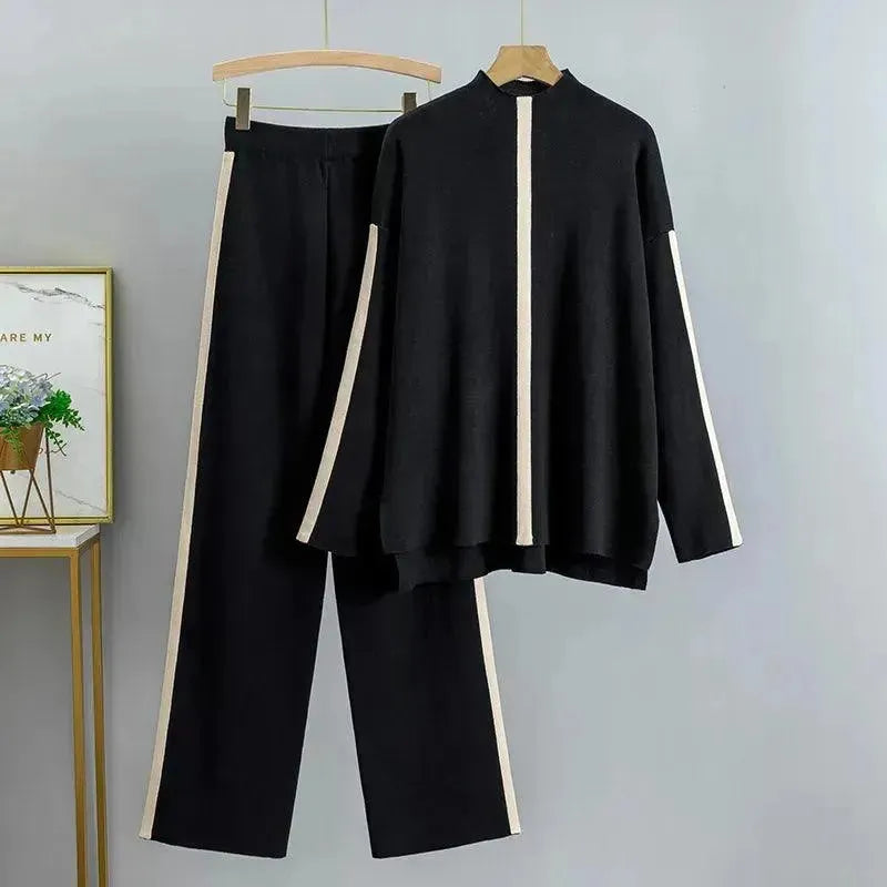 Moderner Damen Hosenanzug Zweiteiler Farbblock