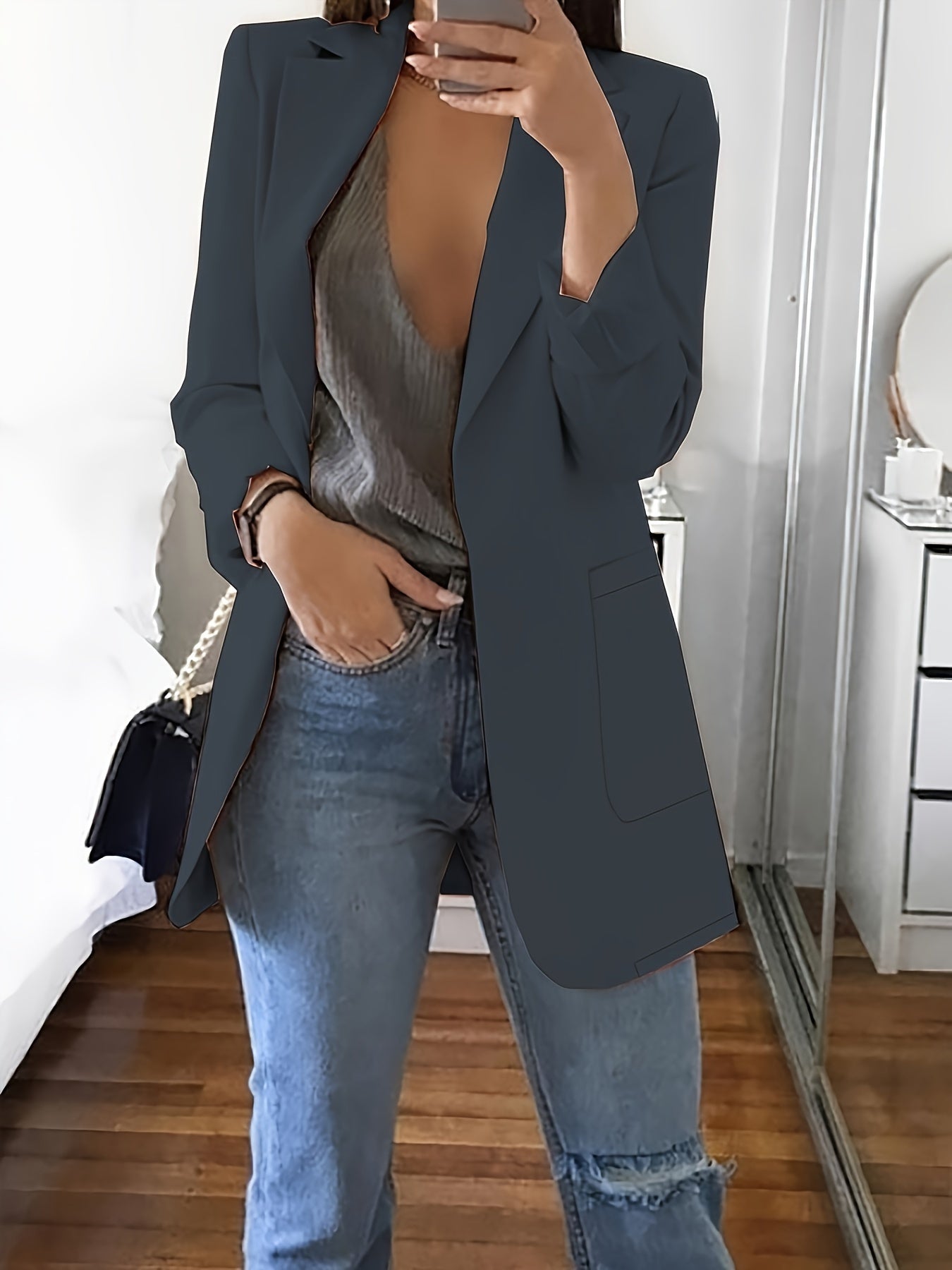 Eleganter Damenblazer Lang Modern Business