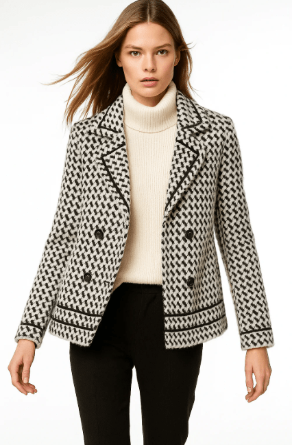 Damen Strickjacke Hahnentrittmuster