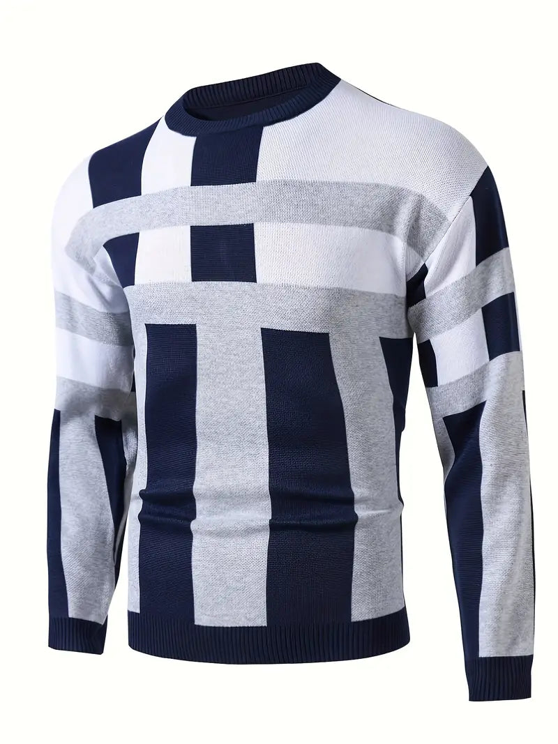 Farbblock Pullover Rundhals Modern Style