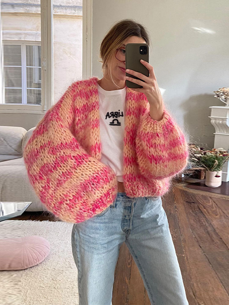 Bunte Damenstrickjacke Patchwork Design