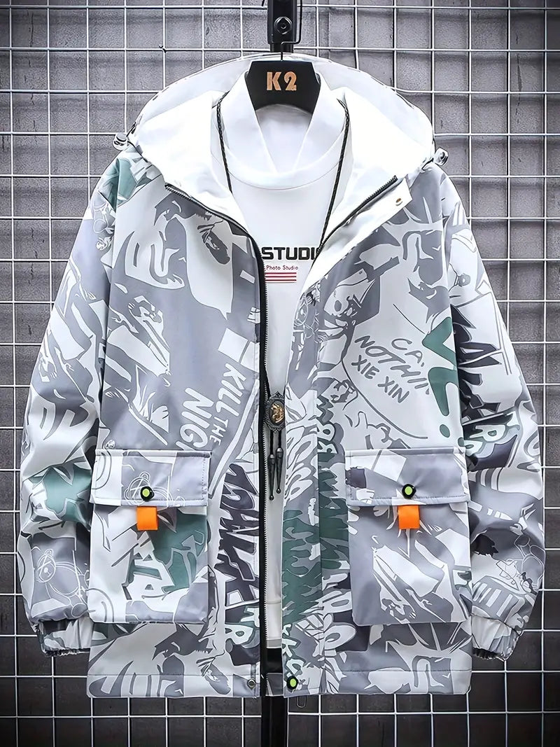 Herren Windjacke Mittellang Wasserabweisend