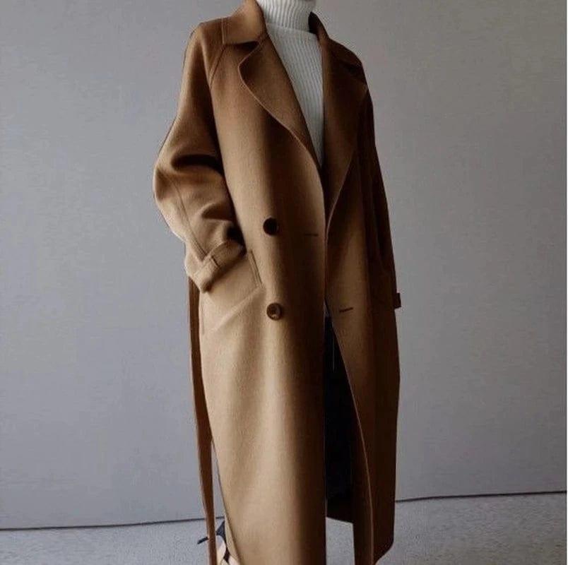 Langer Damen-Wollmantel Elegantes Design