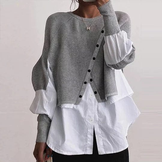 Elegantes Oberteil Mit Knöpfen Damen - IdealeKleiden