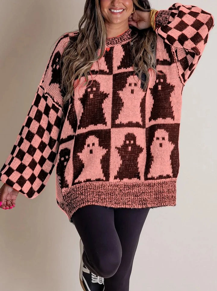 Karierte Strickpullover Damen