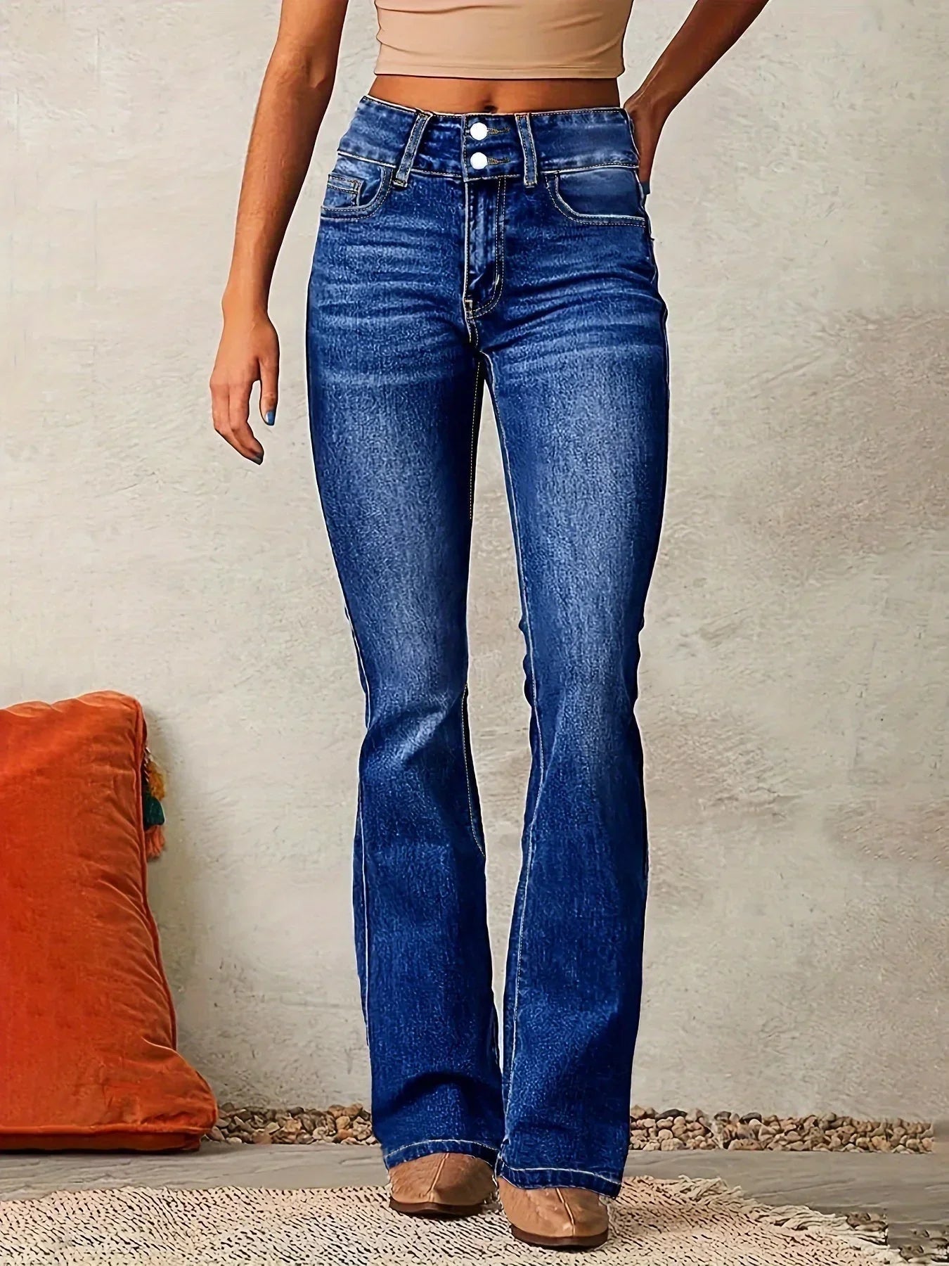 Aya | Hohe Schlagjeans Damen Elegant