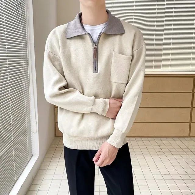 Herren Pullover Premium Elegant Halbzipp