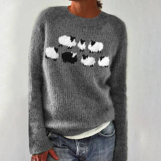 Weicher Wollpullover Schaf Design Bequem