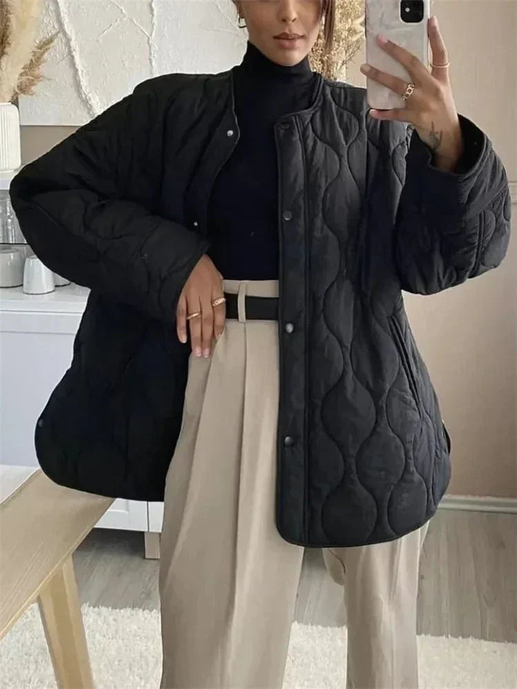 Leichte Steppjacke Isoliert Knopfverschluss Outdoor