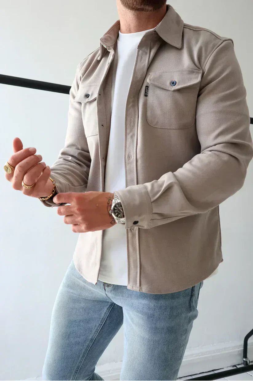 Herren Overshirt Baumwolle Knopfleiste Modern