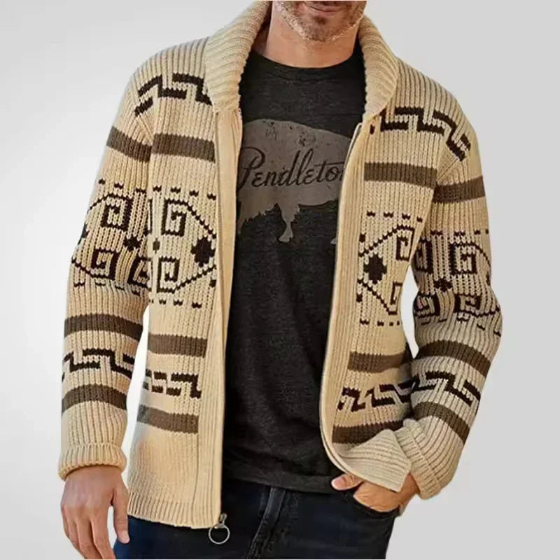Wollcardigan Herren Modern mit Reißverschluss