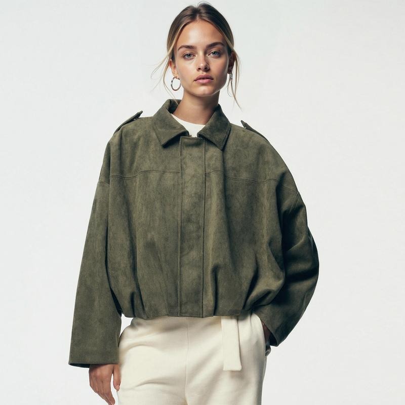 Elegante Lederjacke Bomber Style
