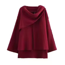 Übergroßer Strickmantel Asymmetrisch Mittellang