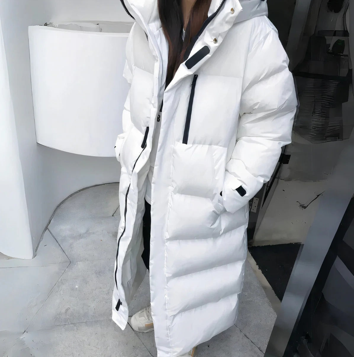 Wintersteppjacke Damen Lang Kapuze Warm