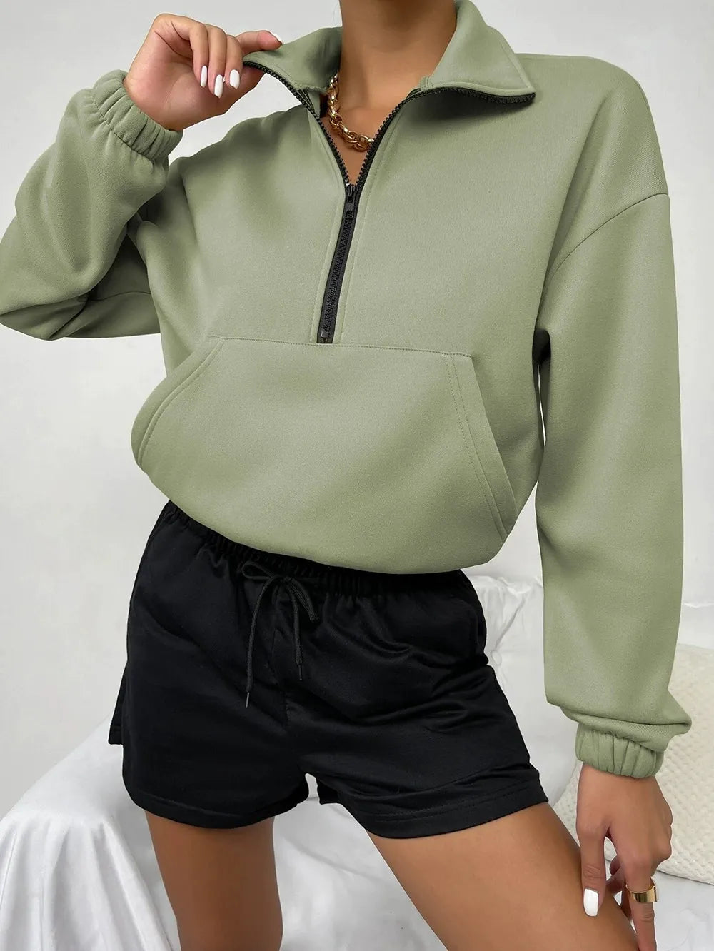 Kuschelkleid Lockere Passform Fleece Stehkragen
