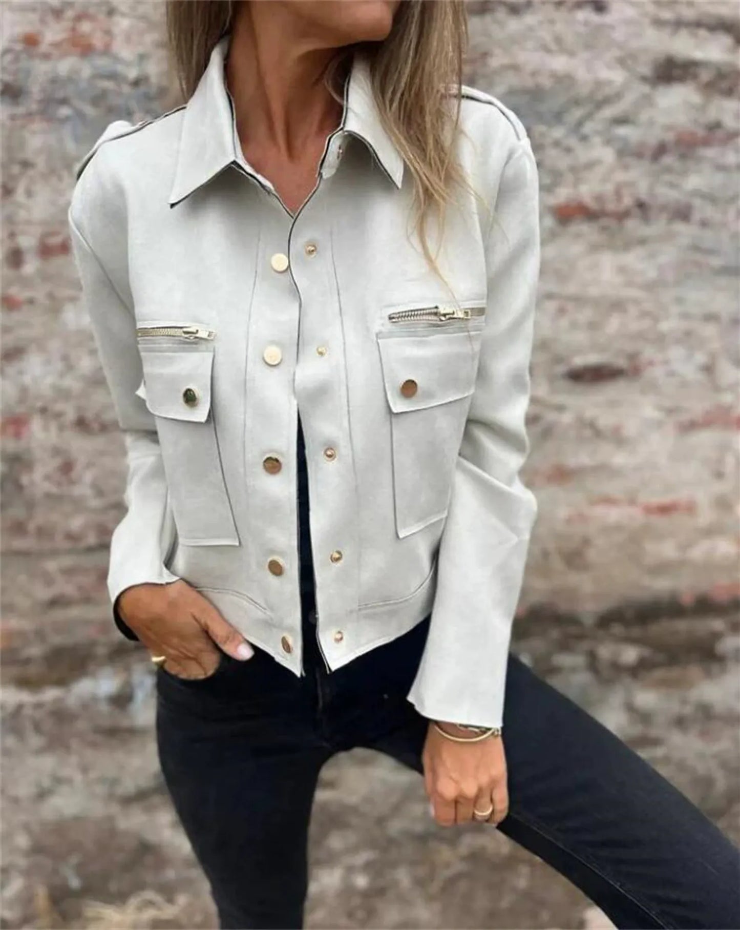 Lederjacke Weich Elegant Klassisch Reißverschluss