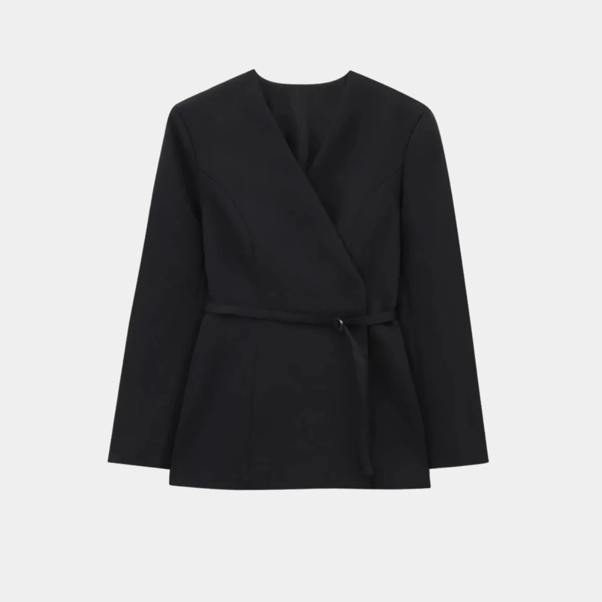 Elegante Damenjacke Langarm Wickelblazer Mit Gürtel