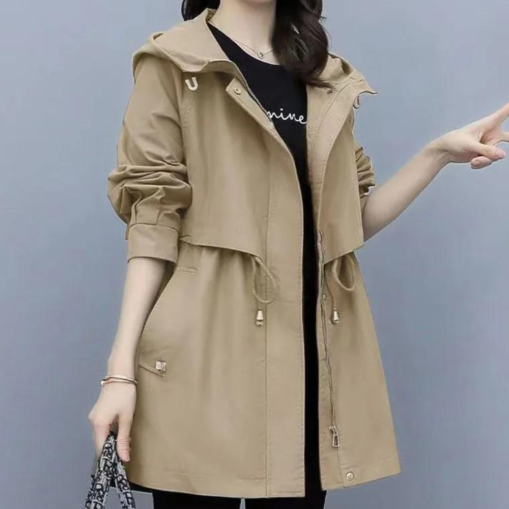 Herbstjacke Damen Kapuzenparka Schnürung Warm