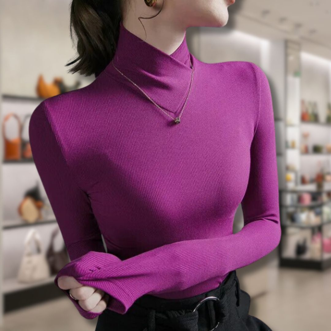 Weiche Damen Rollkragenpullover mit Spitze