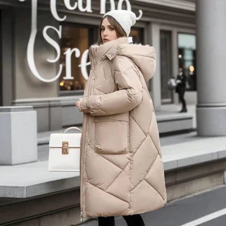 Warme Oversized-Jacke Kapuze Mittellang
