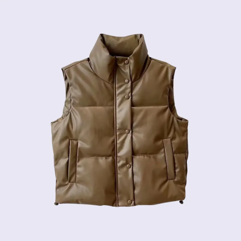 Stylische Pufferweste Kunstleder Damen