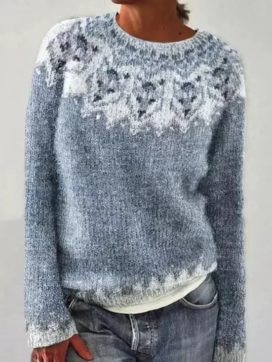 Frauen Strickpullover Bunt Gemustert Winter