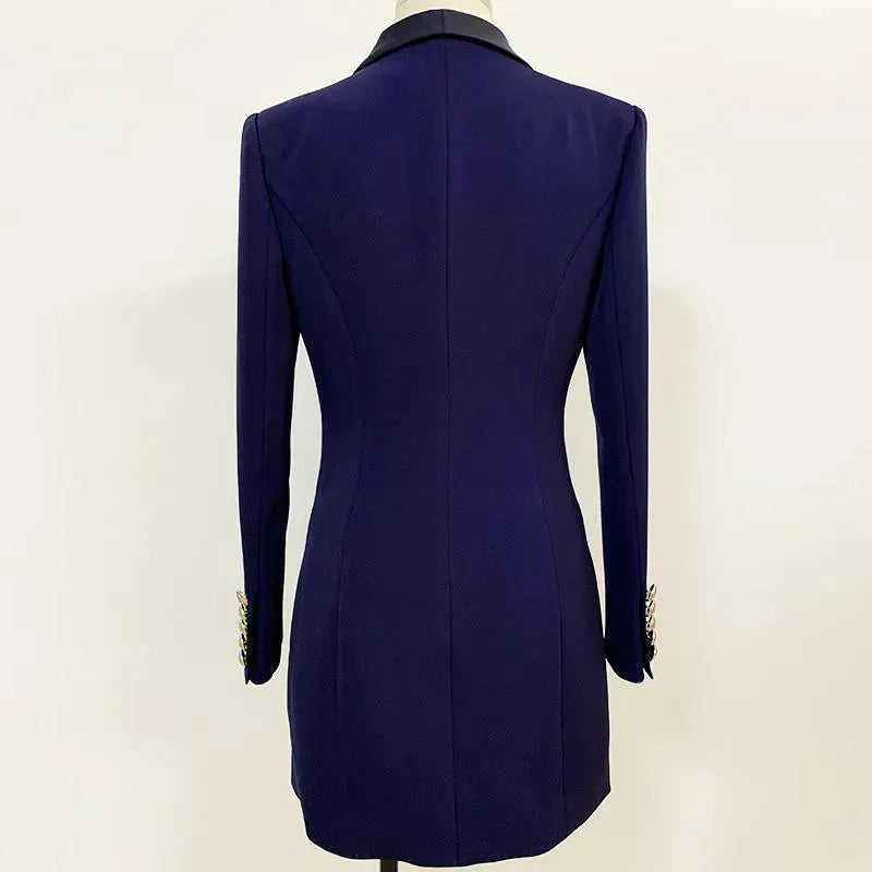 Stylische Blazer Damen Navy Blau Elegante Einfarbig - IdealeKleiden