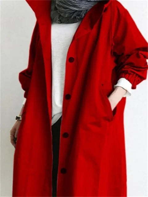 Große Oversized Jacke Damen Mit Knöpfen und Taschen