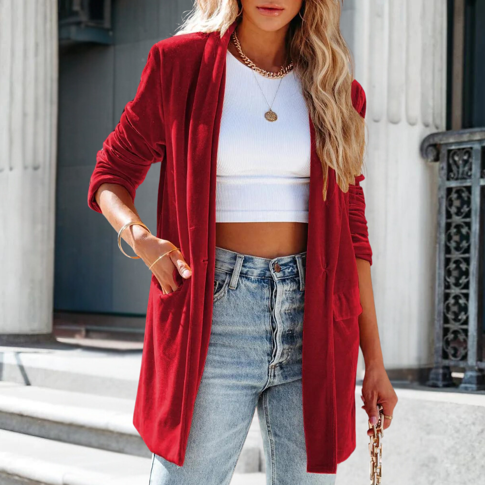 Weiche Damenjacke Samt Herbst Modell