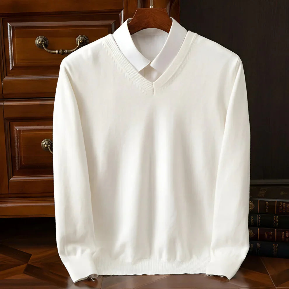 Herren Strickpullover V-Ausschnitt Langarm
