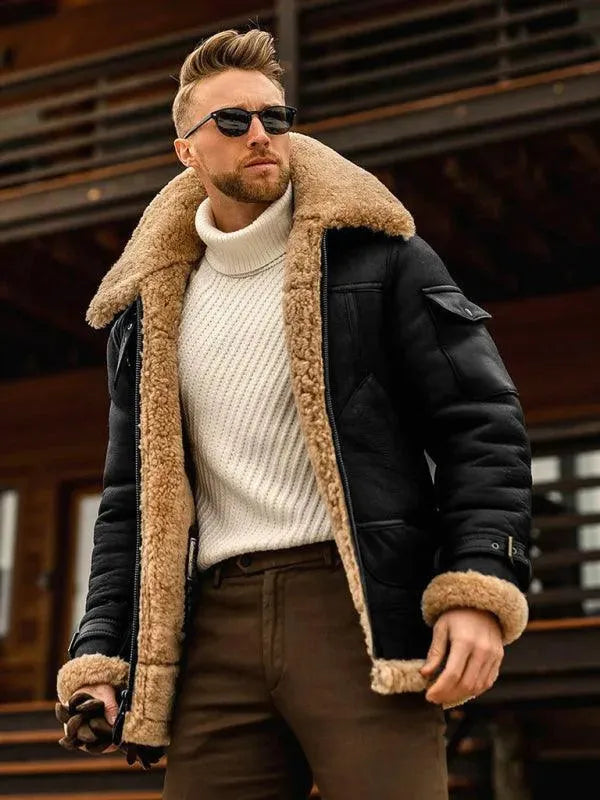 Herren Winterparka Dicker Fellmantel