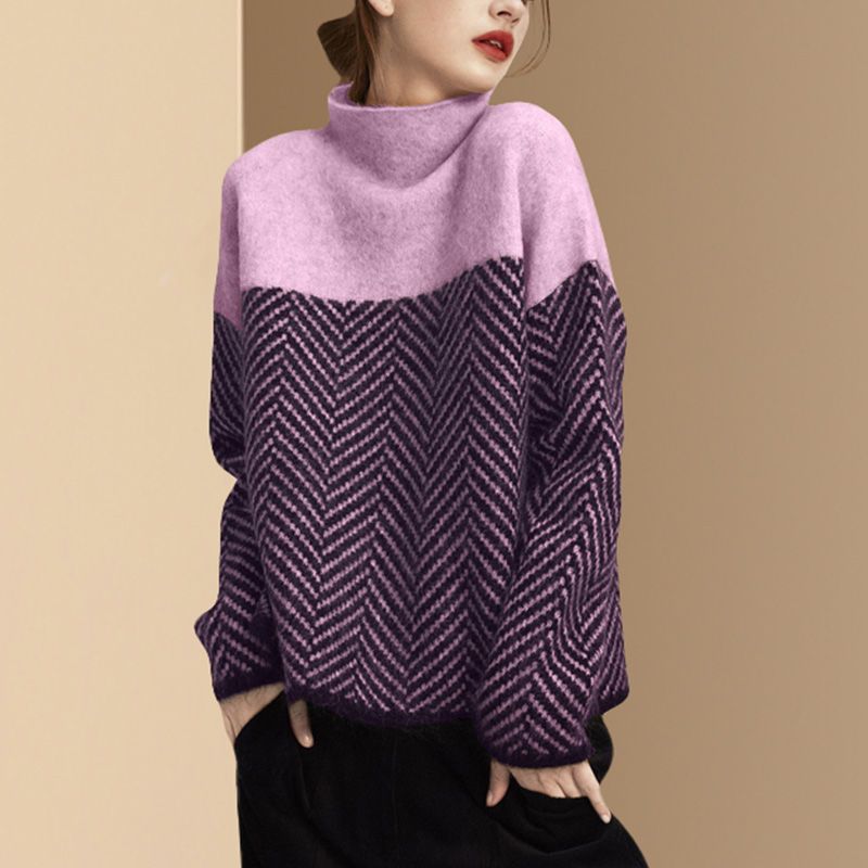 Stylischer Streifen Pullover Langärmlig