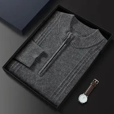 Herren Pullover Warm Lässig Halbzipper