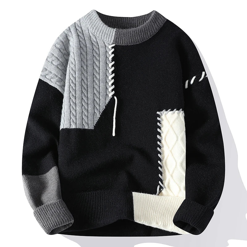 Bunt Gemusterter Patchwork Pullover