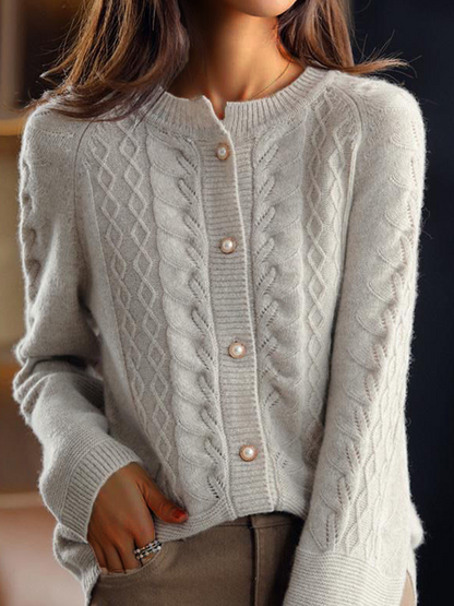 Stylish Strickjacke Stehkragen Modern Jacquard
