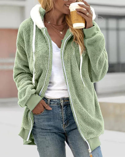 Damen Fleece Hoodie Mit Reißverschluss Weich Warm