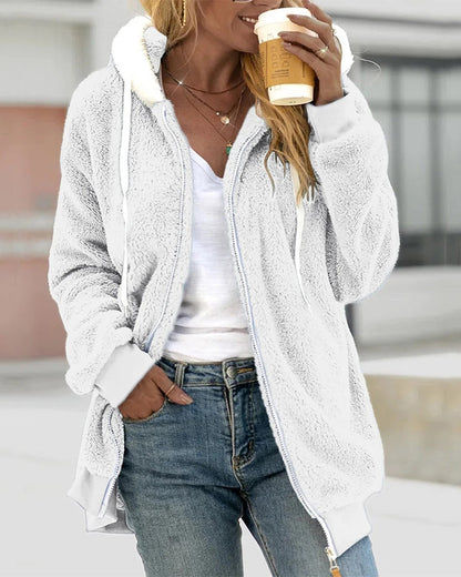 Damen Fleece Hoodie Mit Reißverschluss Weich Warm
