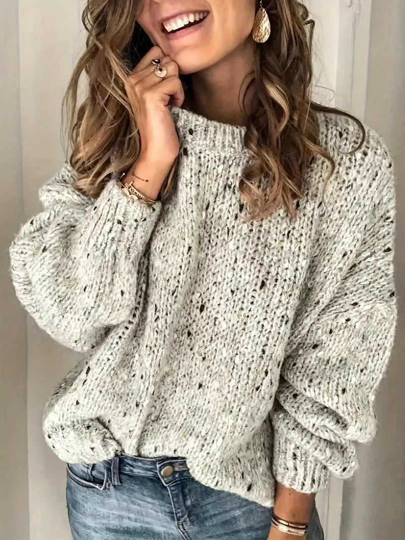 Modisches Rundhals-Sweatshirt mit Punktemuster